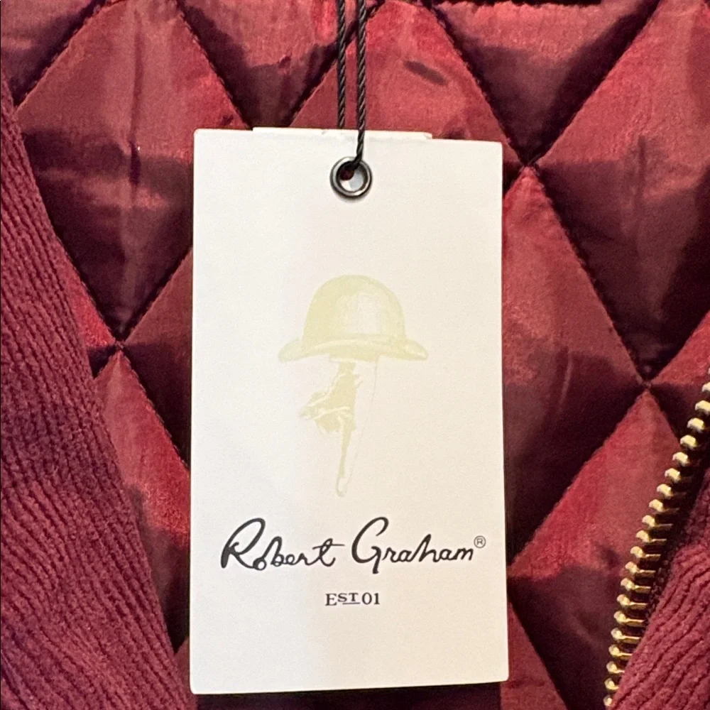 New Robert Graham Deep Red Quilted Corduroy Shirt Jacket - Picture 5 of 9